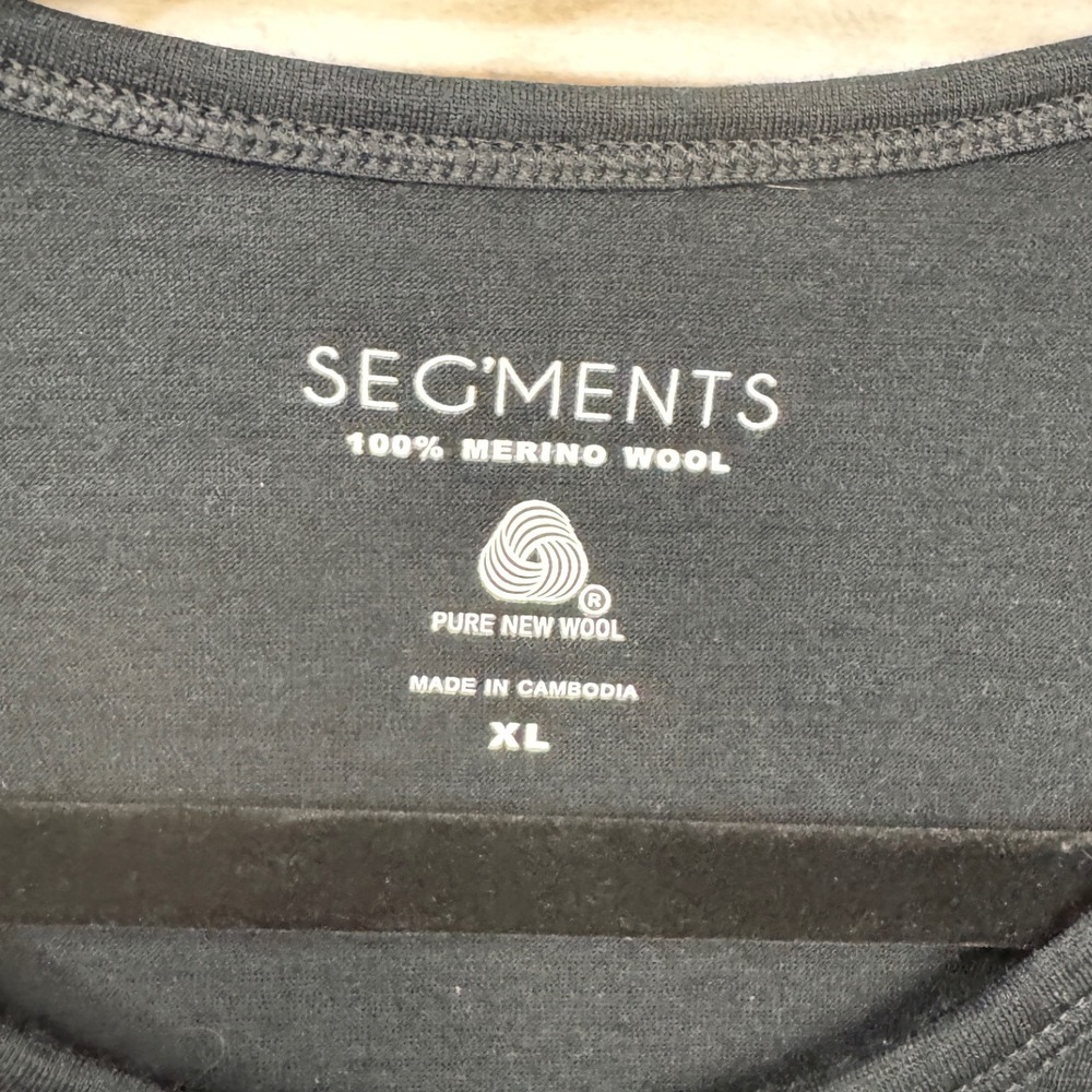 Seg'MentsWomens XL Black 100% Merino Wool Long Sleeve Crewneck Top Base Layer - Picture 3 of 5